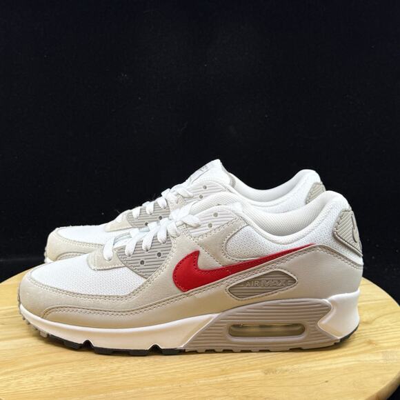 Nike Air Max 90 'White Grey University Red' DM0029-113 Men's Size 9.5 Shoes - Picture 7 of 10